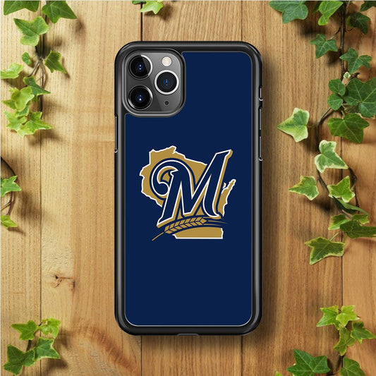 Baseball Milwaukee Brewers MLB 001 iPhone 11 Pro Max Case-Rubber / Black (2D Case)-Xtracase
