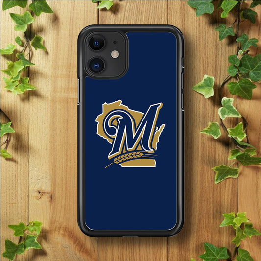 Baseball Milwaukee Brewers MLB 001 iPhone 11 Case-Rubber / Black (2D Case)-Xtracase