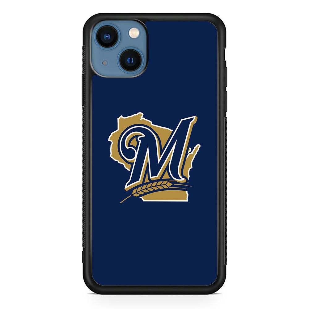 Baseball Milwaukee Brewers MLB 001 iPhone 13 Mini Case-Rubber / Black (2D Case)-Xtracase