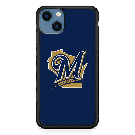 Baseball Milwaukee Brewers MLB 001 iPhone 13 Mini Case-Rubber / Black (2D Case)-Xtracase
