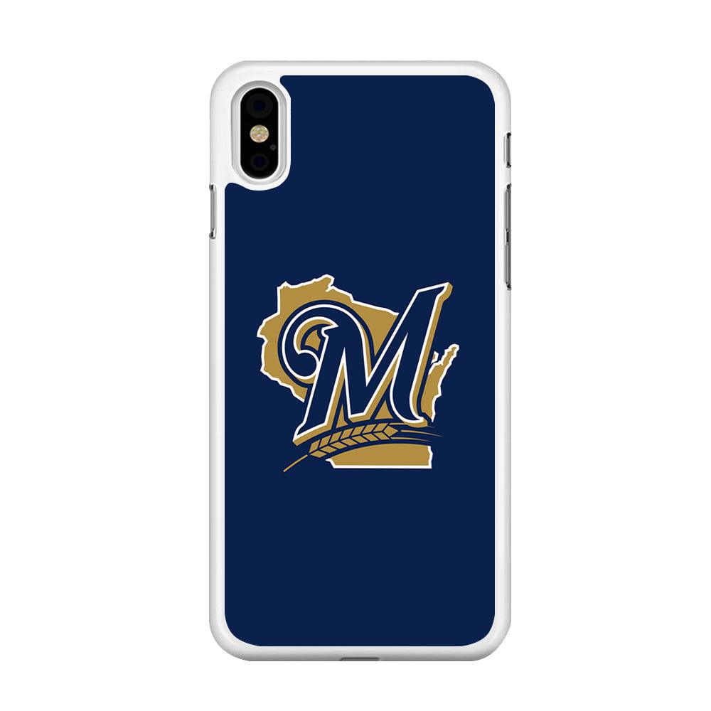 Baseball Milwaukee Brewers MLB 001 iPhone X Case-Rubber / White (2D Case)-Xtracase