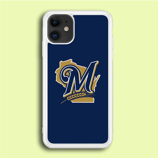 Baseball Milwaukee Brewers MLB 001 iPhone 12 Case-Rubber / White (2D Case)-Xtracase