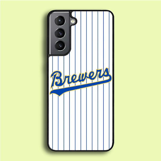 Baseball Milwaukee Brewers MLB 002 Samsung Galaxy S21 Case-Rubber / White (2D Case)-Xtracase
