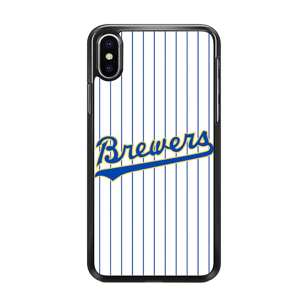 Baseball Milwaukee Brewers MLB 002 iPhone X Case-Rubber / Black (2D Case)-Xtracase