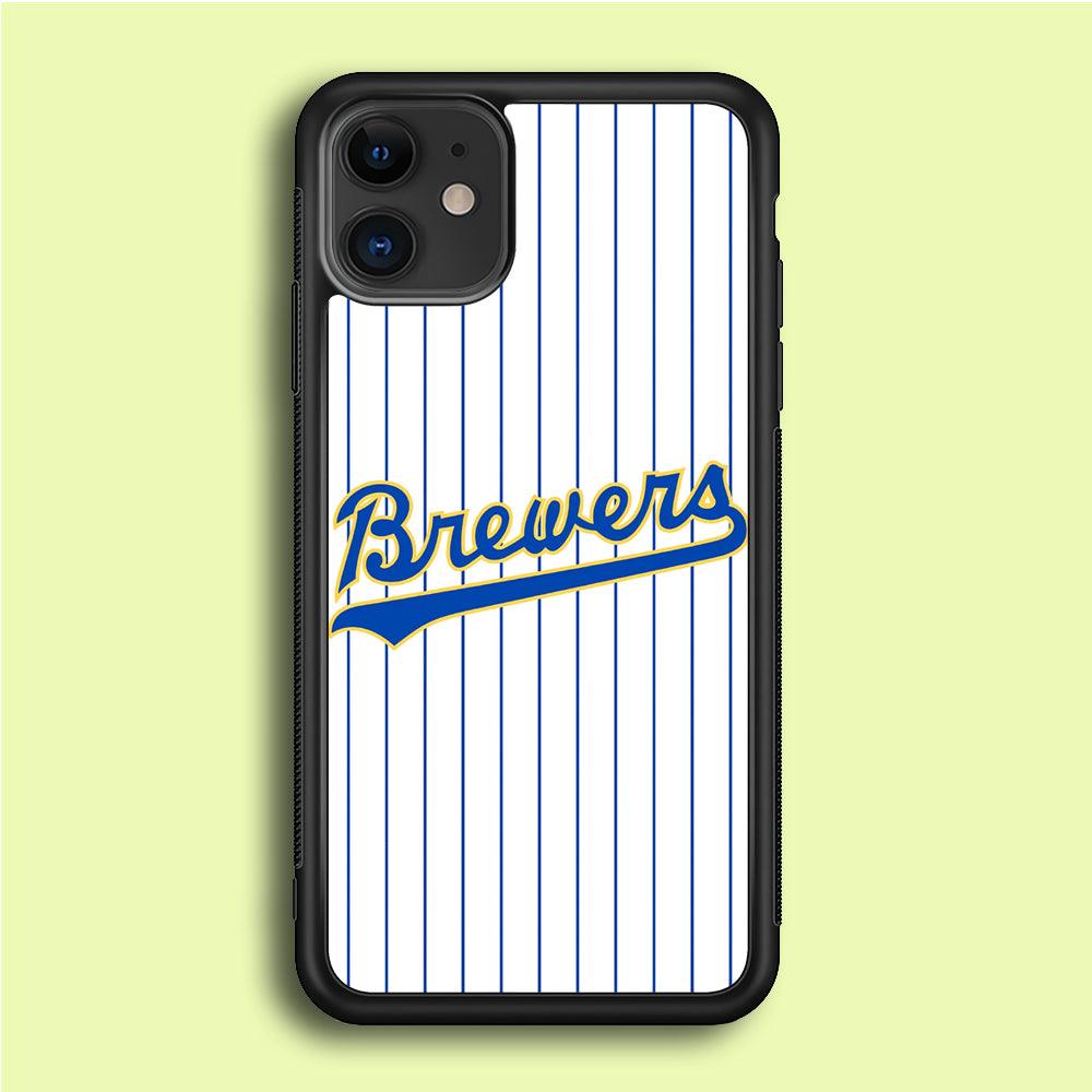 Baseball Milwaukee Brewers MLB 002 iPhone 12 Case-Rubber / Black (2D Case)-Xtracase