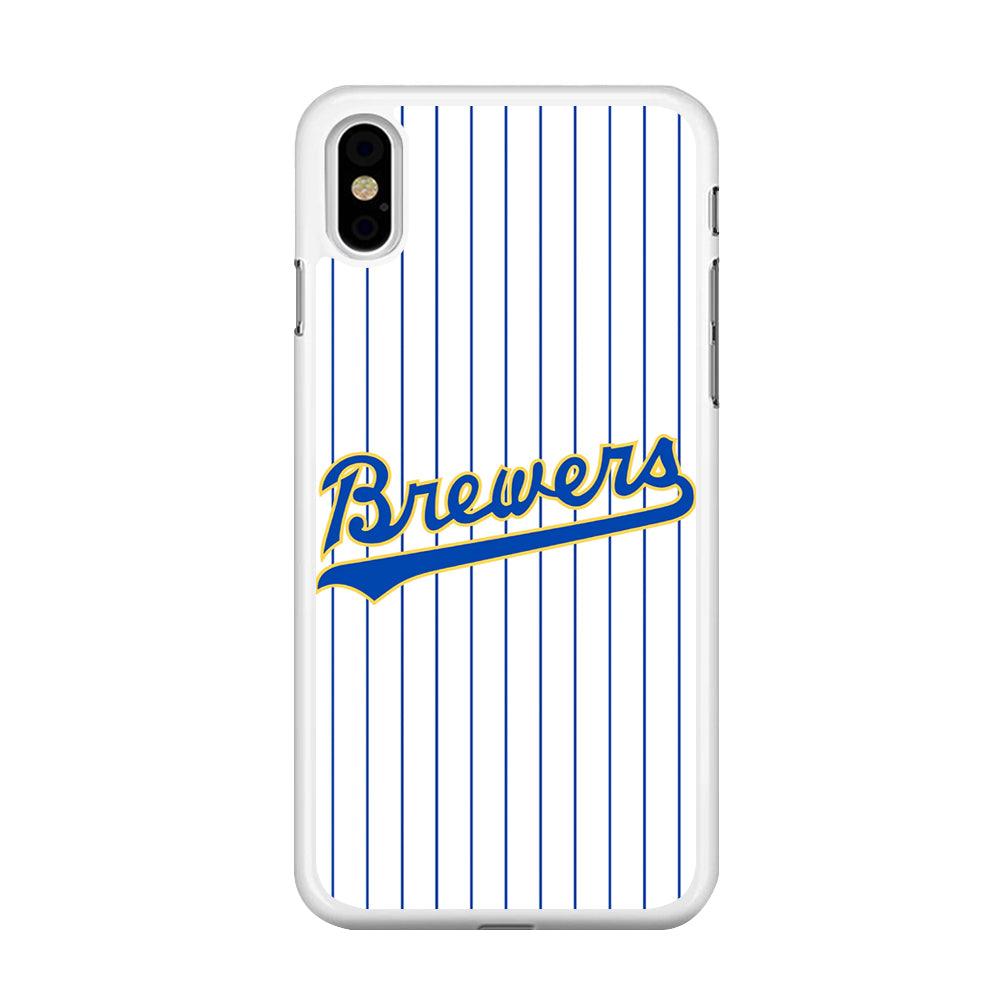 Baseball Milwaukee Brewers MLB 002 iPhone X Case-Rubber / White (2D Case)-Xtracase