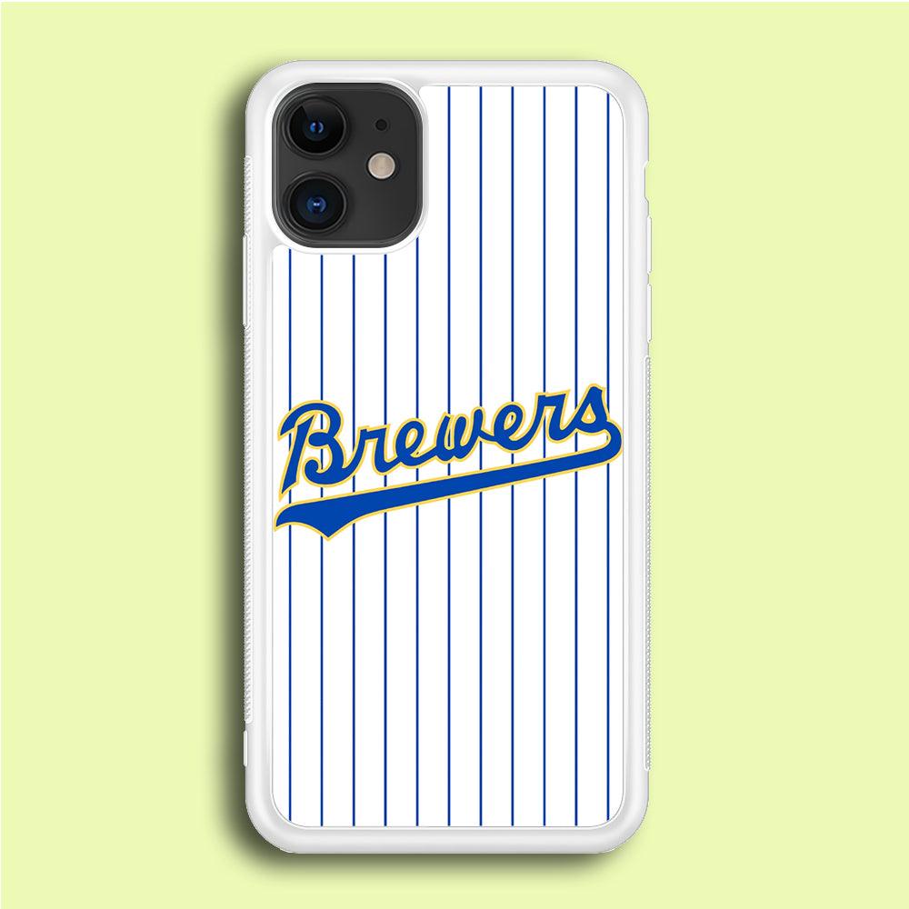 Baseball Milwaukee Brewers MLB 002 iPhone 12 Case-Rubber / White (2D Case)-Xtracase