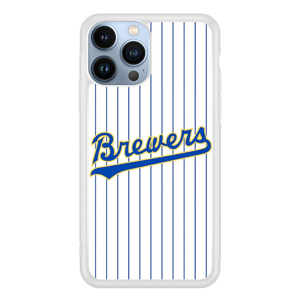 Baseball Milwaukee Brewers MLB 002 iPhone 13 Pro Case-Rubber / White (2D Case)-Xtracase