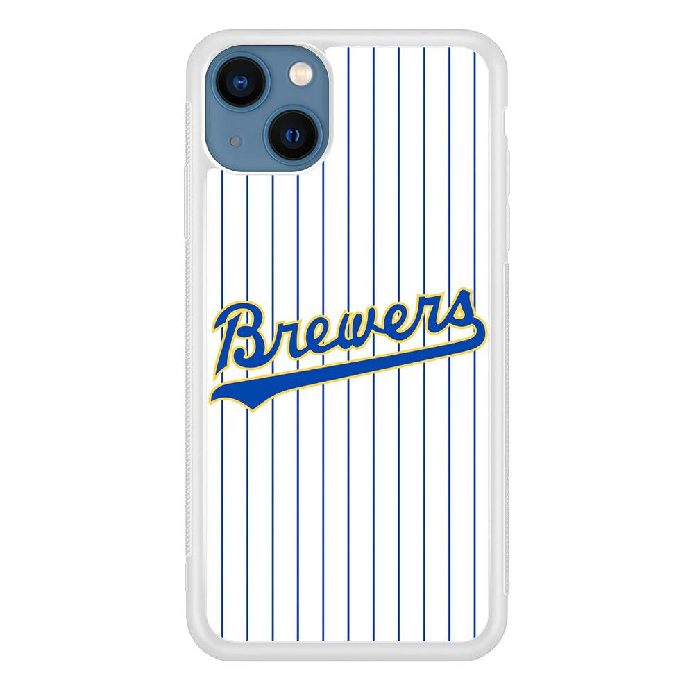 Baseball Milwaukee Brewers MLB 002 iPhone 13 Case-Rubber / White (2D Case)-Xtracase