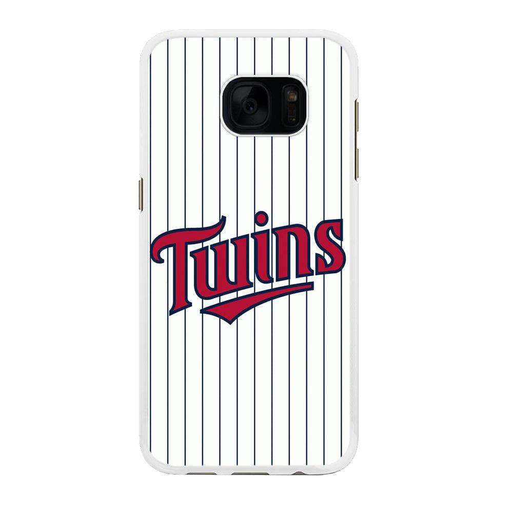 Baseball Minnesota Twins MLB 002 Samsung Galaxy S7 Edge Case-Rubber / White (2D Case)-Xtracase