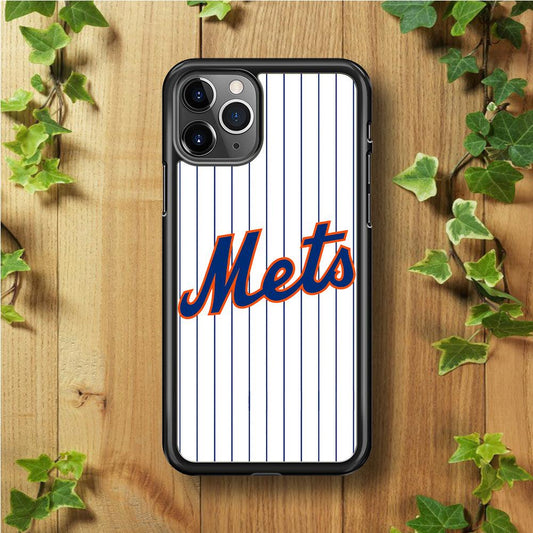 Baseball New York Mets MLB 001 iPhone 11 Pro Max Case-Rubber / Black (2D Case)-Xtracase