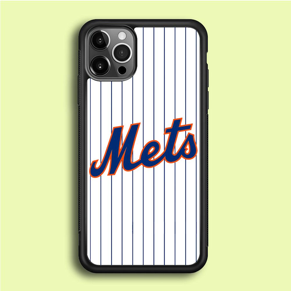 Baseball New York Mets MLB 001 iPhone 12 Pro Case-Rubber / Black (2D Case)-Xtracase