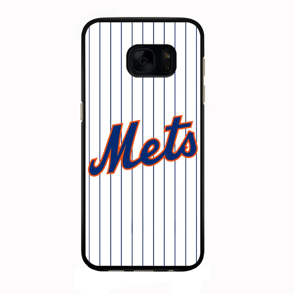 Baseball New York Mets MLB 001 Samsung Galaxy S7 Edge Case-Rubber / Black (2D Case)-Xtracase