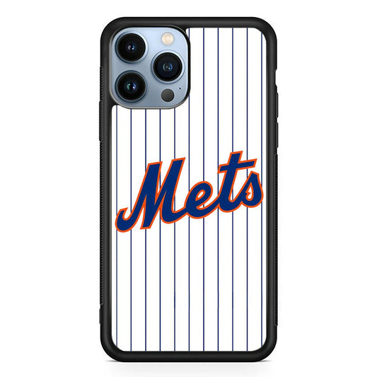 Baseball New York Mets MLB 001 iPhone 13 Pro Max Case-Rubber / Black (2D Case)-Xtracase