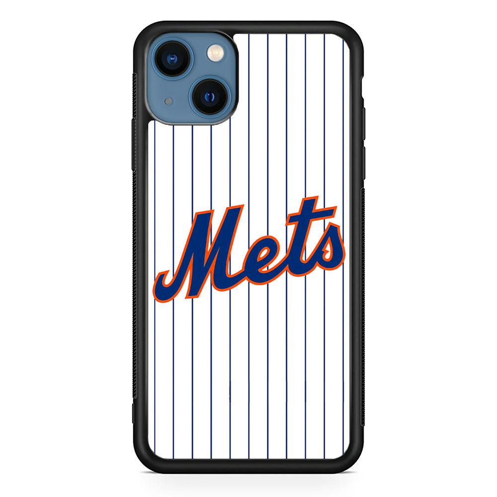 Baseball New York Mets MLB 001 iPhone 13 Case-Rubber / Black (2D Case)-Xtracase