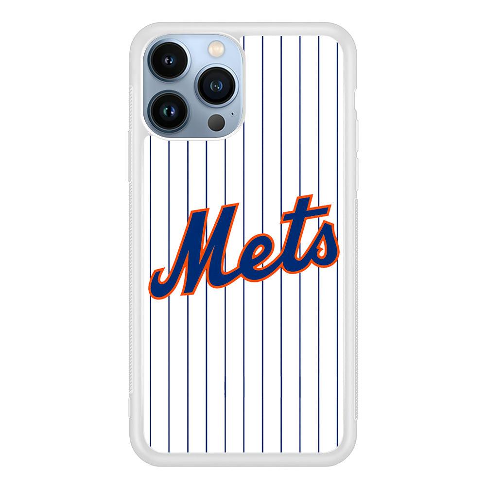Baseball New York Mets MLB 001 iPhone 13 Pro Case-Rubber / White (2D Case)-Xtracase