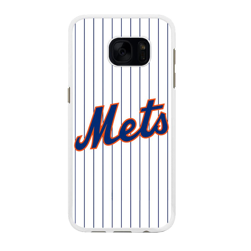 Baseball New York Mets MLB 001 Samsung Galaxy S7 Edge Case-Rubber / White (2D Case)-Xtracase