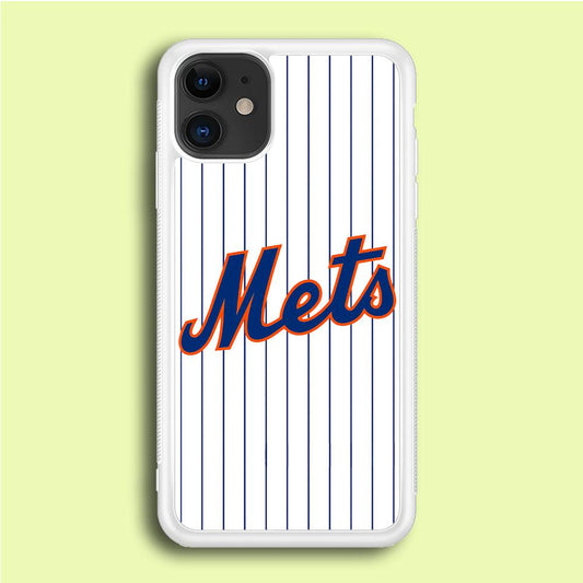 Baseball New York Mets MLB 001 iPhone 12 Mini Case-Rubber / White (2D Case)-Xtracase