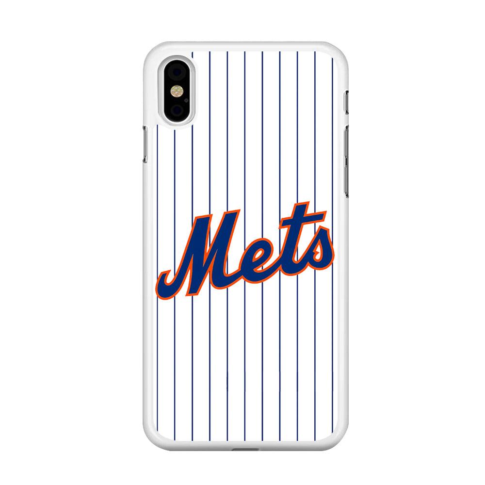 Baseball New York Mets MLB 001 iPhone Xs Max Case-Rubber / White (2D Case)-Xtracase