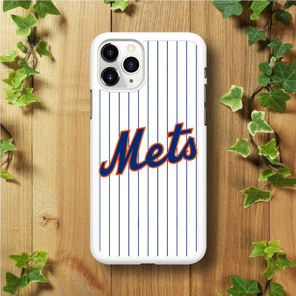Baseball New York Mets MLB 001 iPhone 11 Pro Max Case-Rubber / White (2D Case)-Xtracase