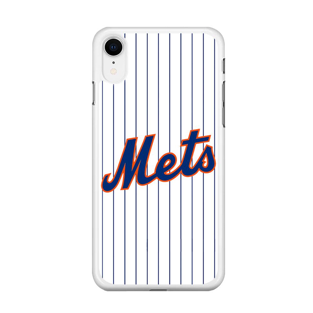 Baseball New York Mets MLB 001 iPhone XR Case-Rubber / White (2D Case)-Xtracase