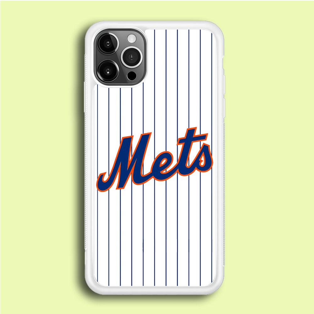 Baseball New York Mets MLB 001 iPhone 12 Pro Max Case-Rubber / White (2D Case)-Xtracase