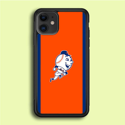 Baseball New York Mets MLB 002 iPhone 12 Case-Rubber / Black (2D Case)-Xtracase