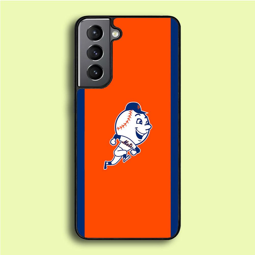Baseball New York Mets MLB 002 Samsung Galaxy S21 Plus Case-Rubber / White (2D Case)-Xtracase