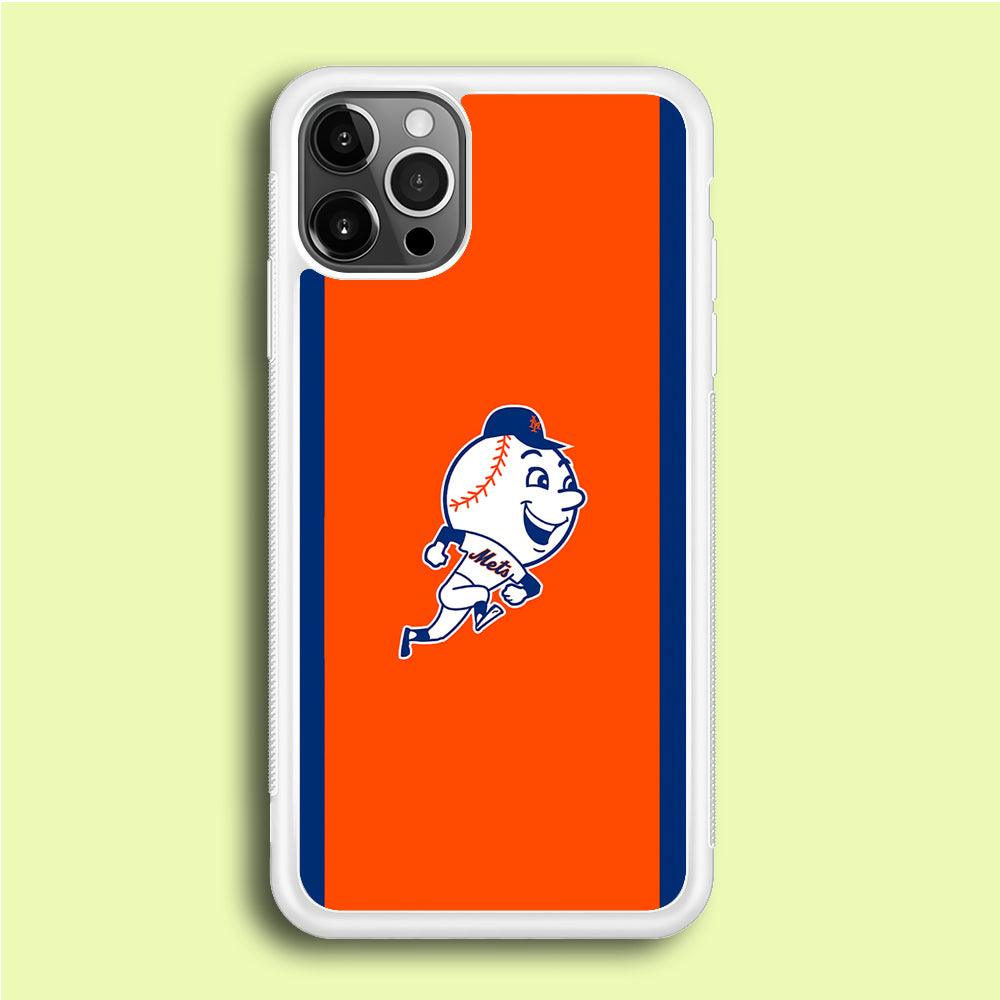 Baseball New York Mets MLB 002 iPhone 12 Pro Case-Rubber / White (2D Case)-Xtracase