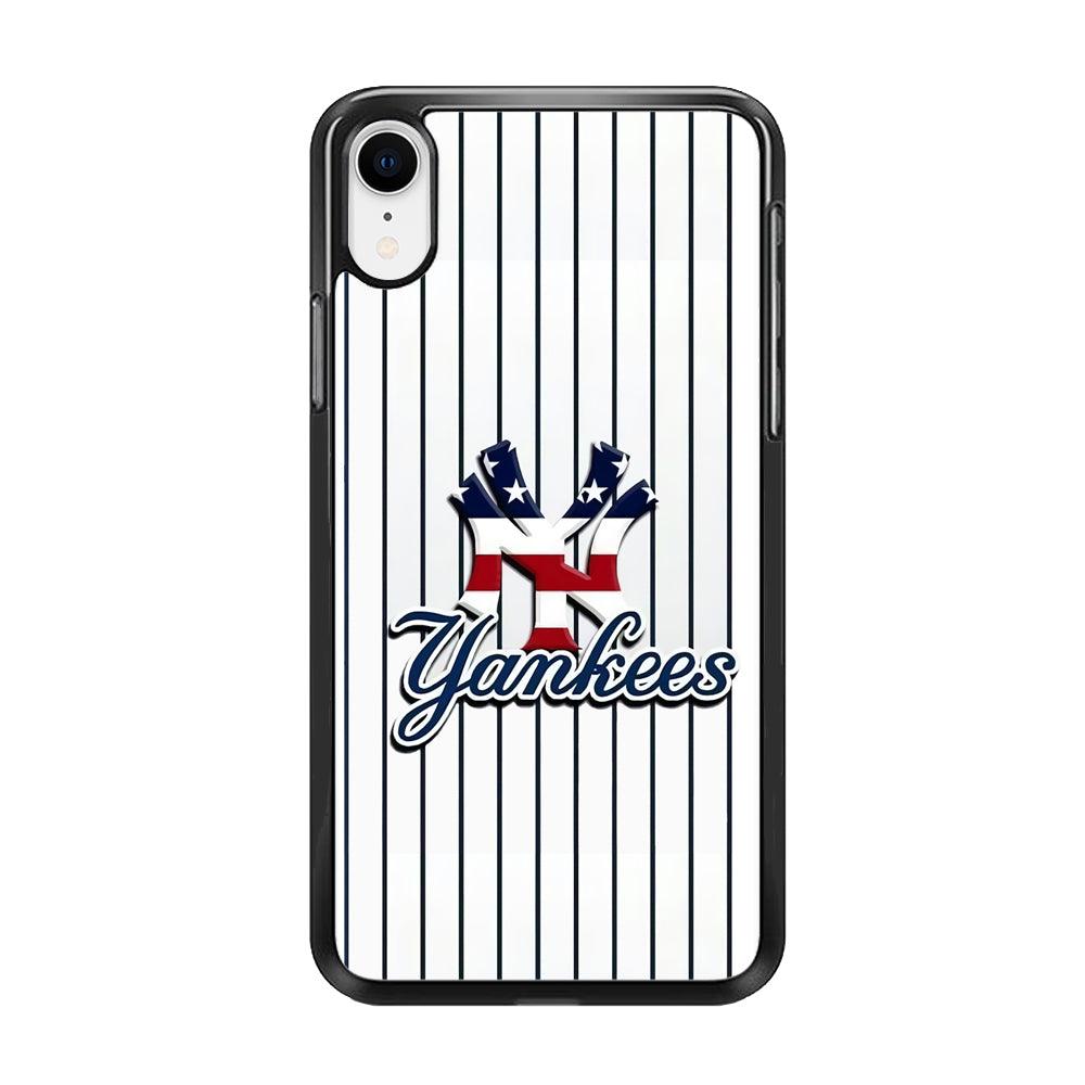 Baseball New York Yankees MLB 001 iPhone XR Case-Rubber / Black (2D Case)-Xtracase