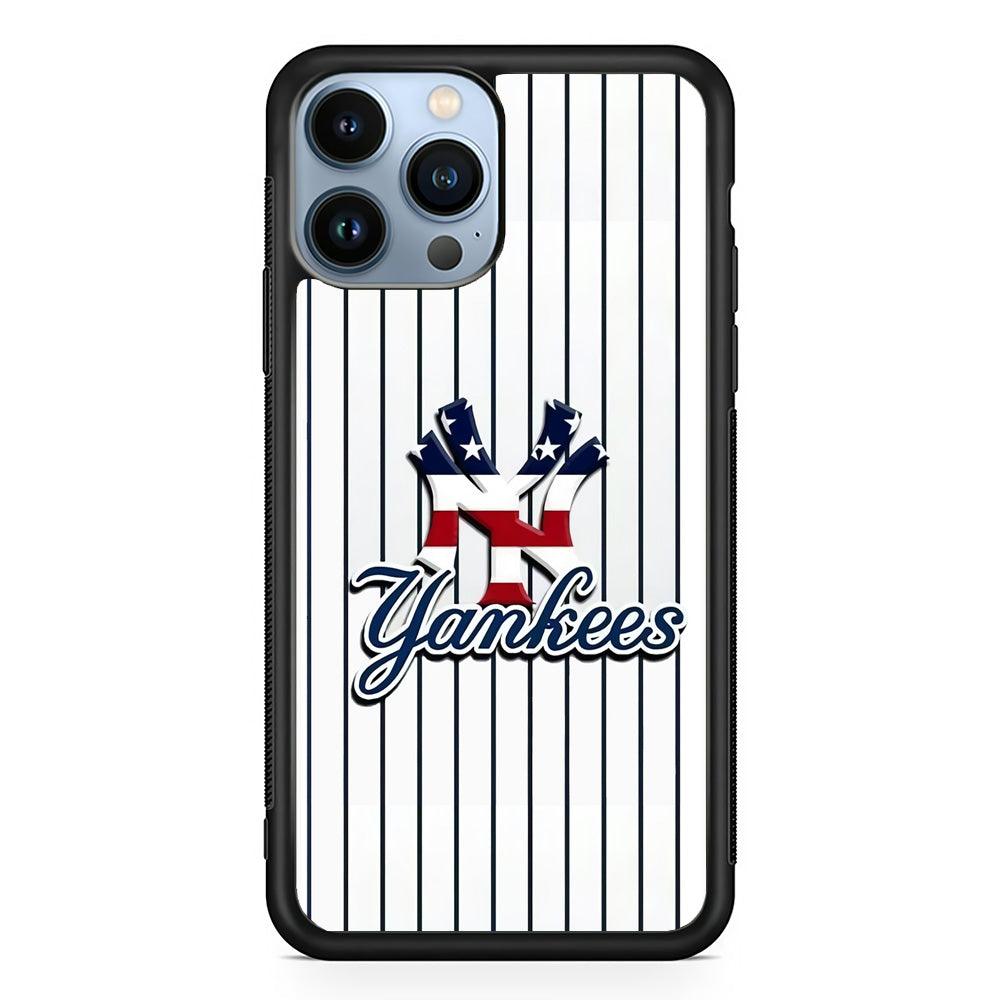 Baseball New York Yankees MLB 001 iPhone 13 Pro Max Case-Rubber / Black (2D Case)-Xtracase
