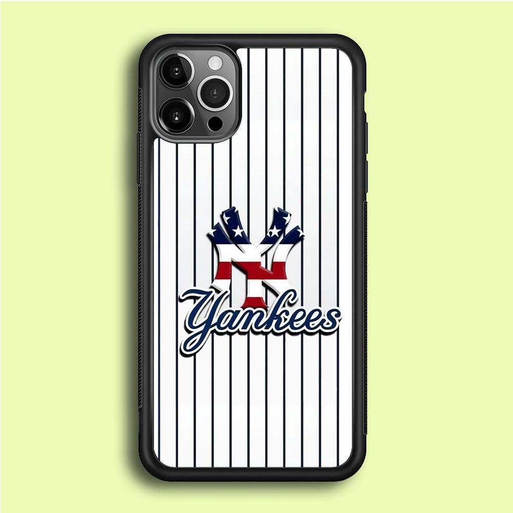 Baseball New York Yankees MLB 001 iPhone 12 Pro Case-Rubber / Black (2D Case)-Xtracase