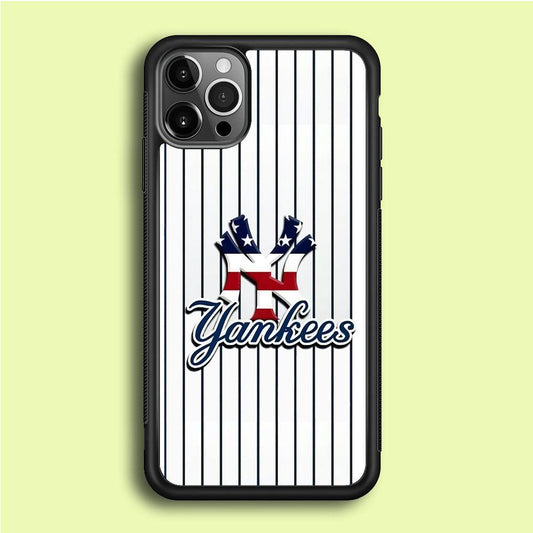 Baseball New York Yankees MLB 001 iPhone 12 Pro Case-Rubber / Black (2D Case)-Xtracase