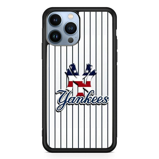 Baseball New York Yankees MLB 001 iPhone 13 Pro Case-Rubber / Black (2D Case)-Xtracase