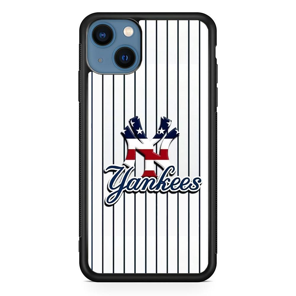 Baseball New York Yankees MLB 001 iPhone 13 Case-Rubber / Black (2D Case)-Xtracase