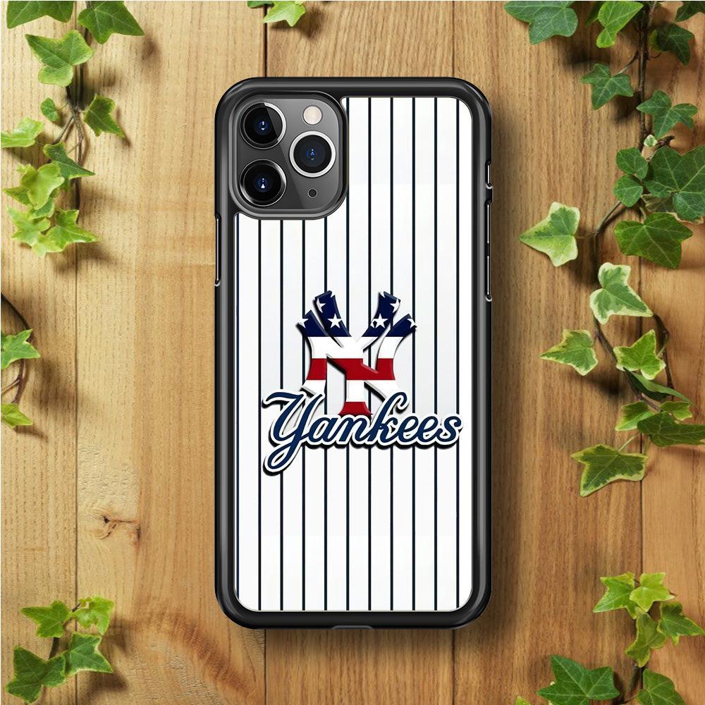 Baseball New York Yankees MLB 001 iPhone 11 Pro Max Case-Rubber / Black (2D Case)-Xtracase