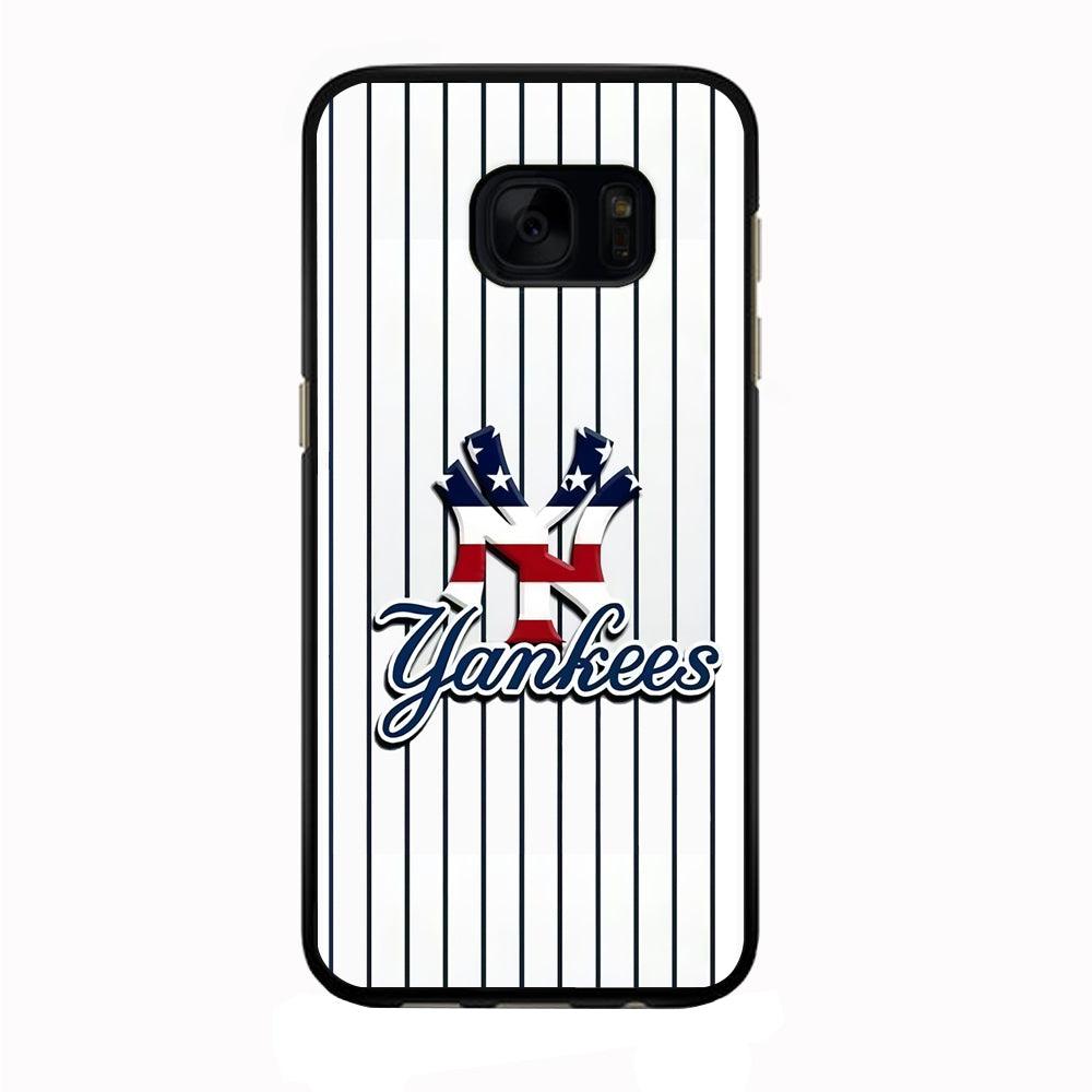 Baseball New York Yankees MLB 001 Samsung Galaxy S7 Edge Case-Rubber / Black (2D Case)-Xtracase