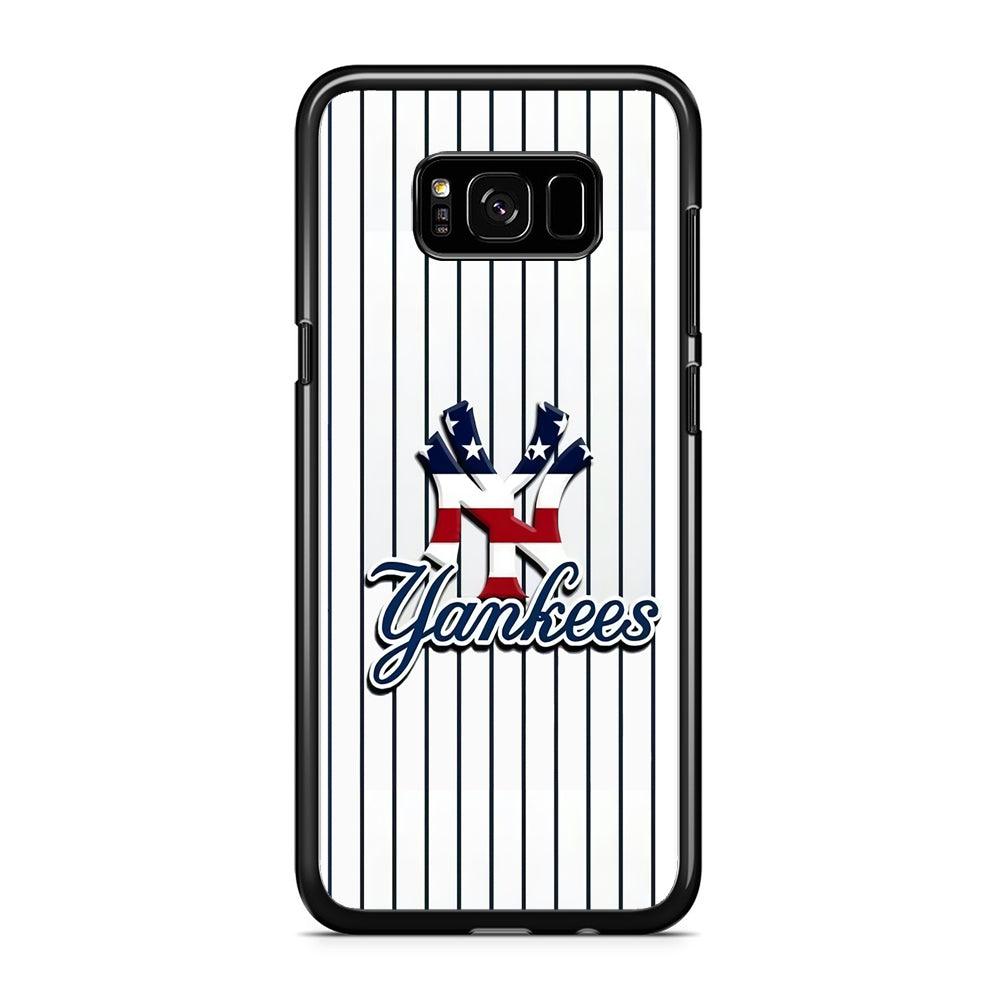 Baseball New York Yankees MLB 001 Samsung Galaxy S8 Case-Rubber / Black (2D Case)-Xtracase
