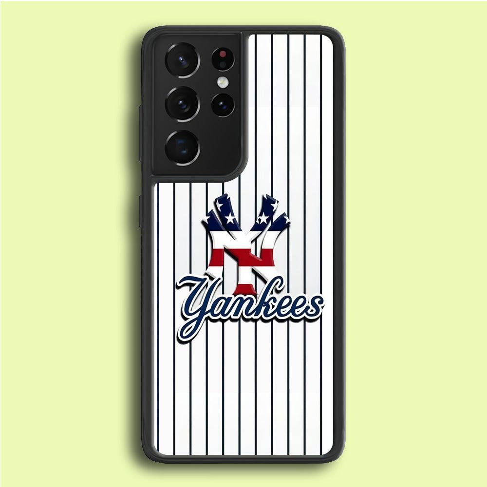 Baseball New York Yankees MLB 001 Samsung Galaxy S21 Ultra Case-Rubber / Black (2D Case)-Xtracase