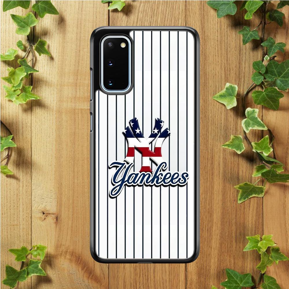 Baseball New York Yankees MLB 001 Samsung Galaxy S20 Case-Rubber / White (2D Case)-Xtracase
