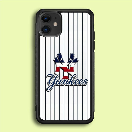 Baseball New York Yankees MLB 001 iPhone 12 Mini Case-Rubber / Black (2D Case)-Xtracase