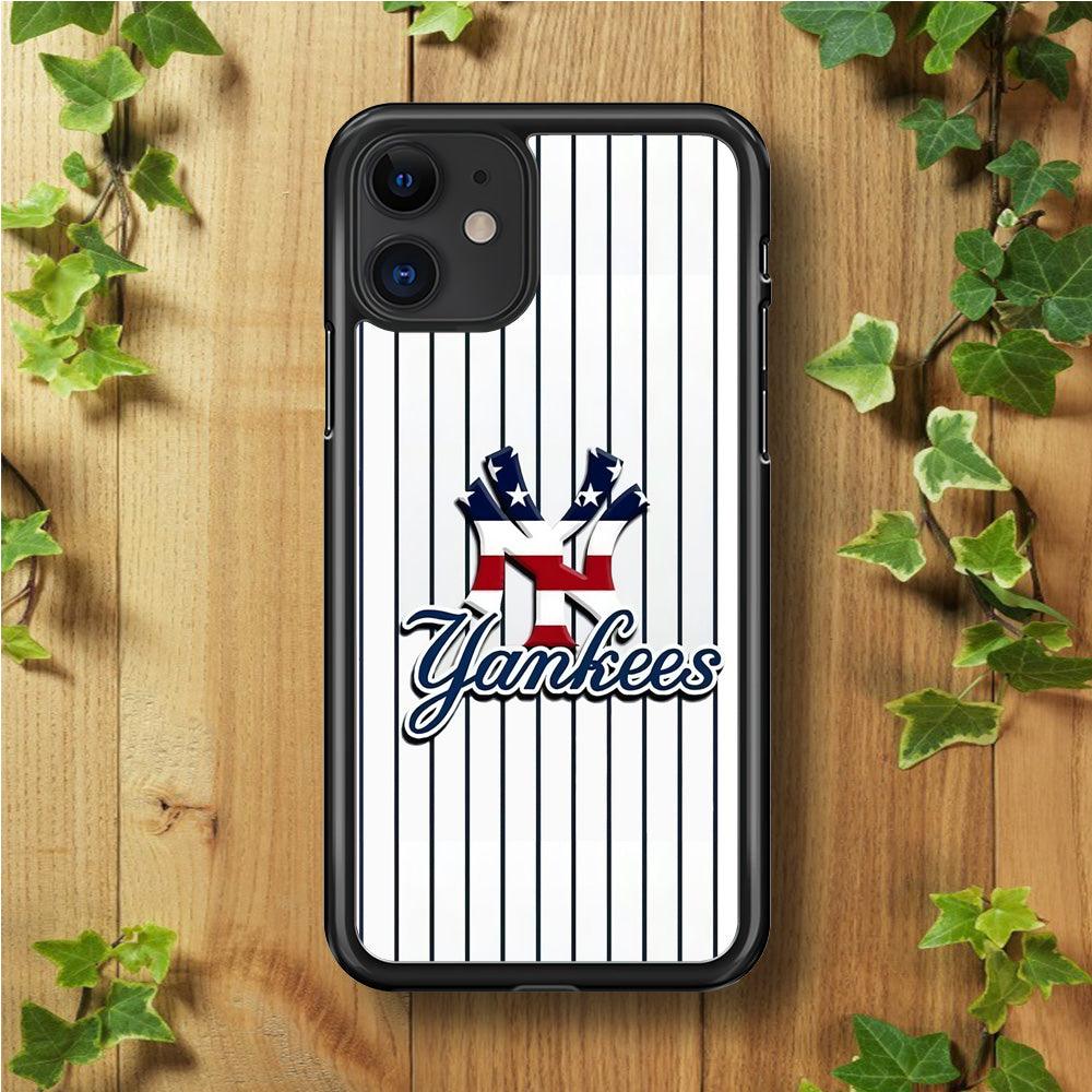 Baseball New York Yankees MLB 001 iPhone 11 Case-Rubber / Black (2D Case)-Xtracase