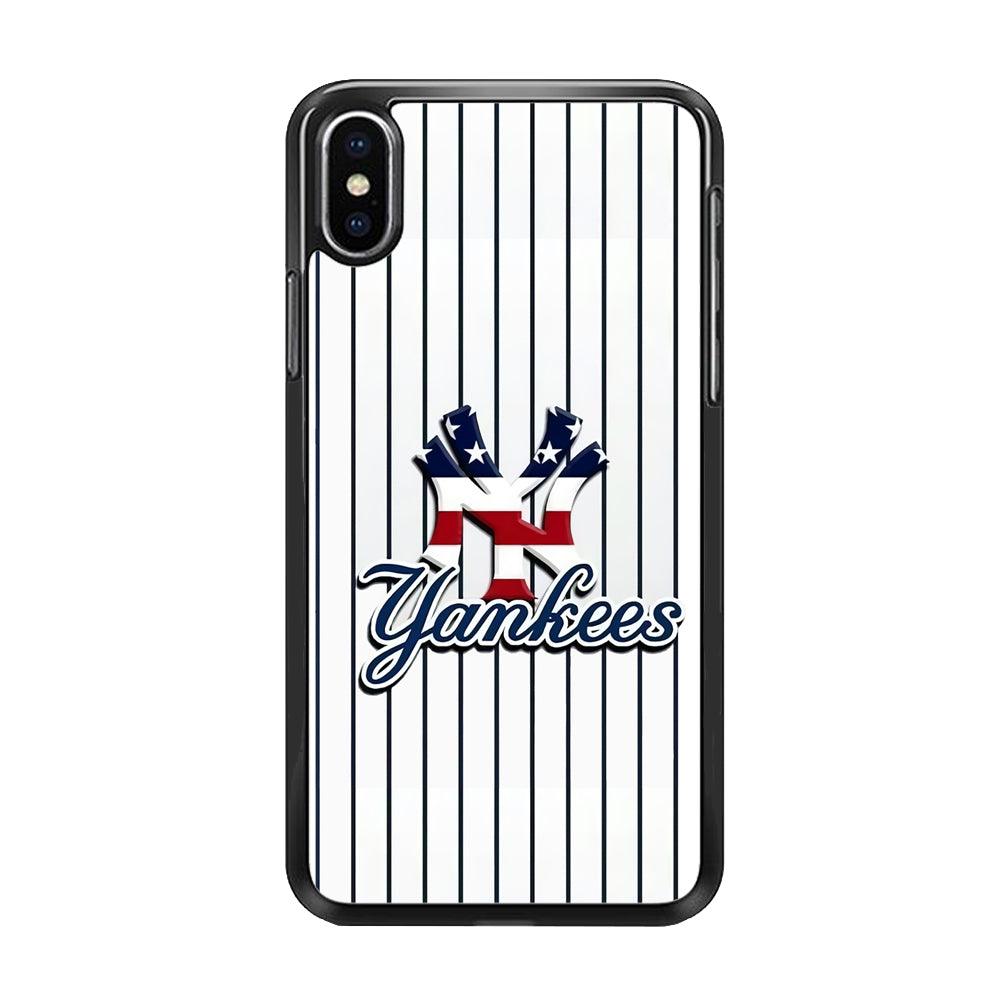 Baseball New York Yankees MLB 001 iPhone X Case-Rubber / Black (2D Case)-Xtracase