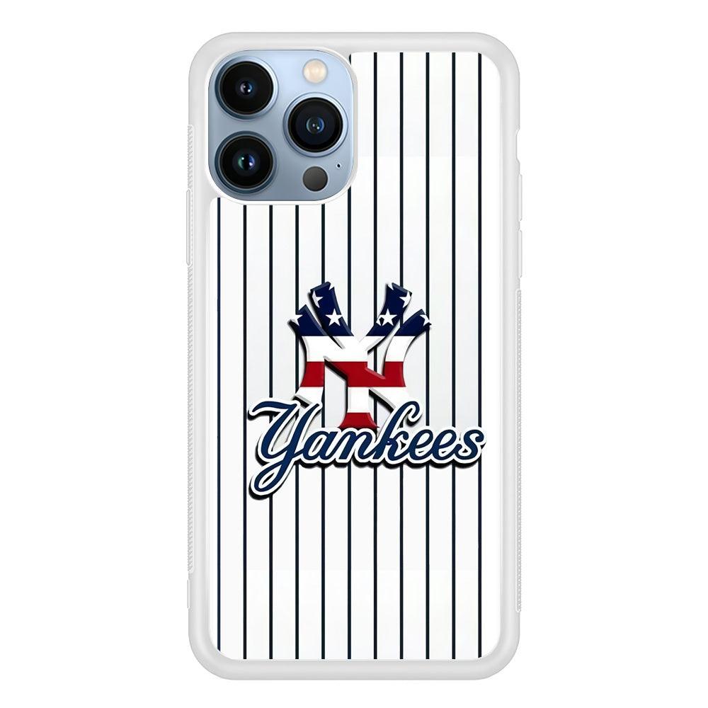 Baseball New York Yankees MLB 001 iPhone 13 Pro Max Case-Rubber / White (2D Case)-Xtracase