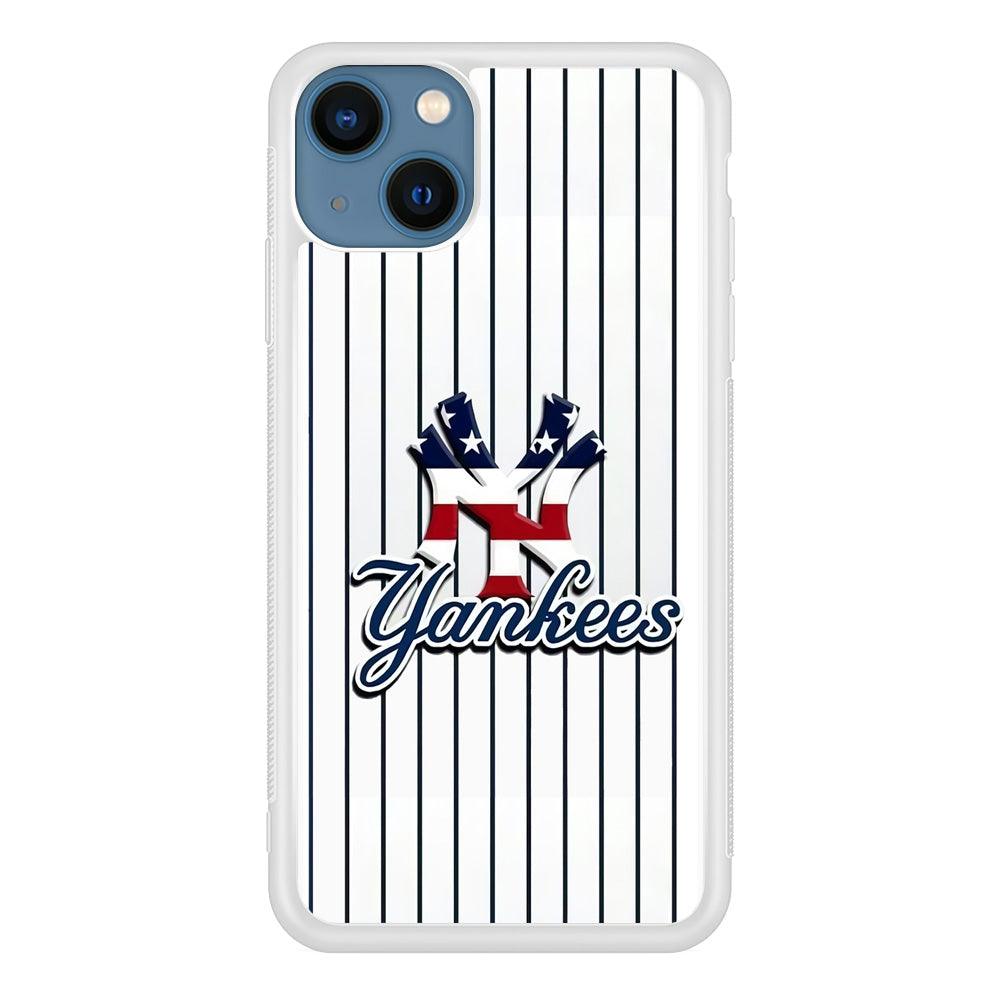 Baseball New York Yankees MLB 001 iPhone 13 Case-Rubber / White (2D Case)-Xtracase