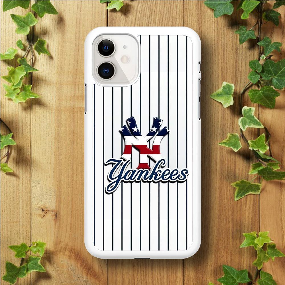 Baseball New York Yankees MLB 001 iPhone 11 Case-Rubber / White (2D Case)-Xtracase