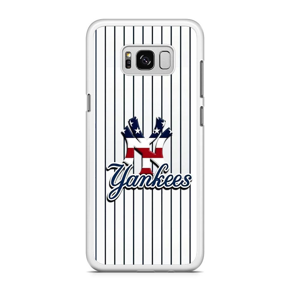 Baseball New York Yankees MLB 001 Samsung Galaxy S8 Case-Rubber / White (2D Case)-Xtracase