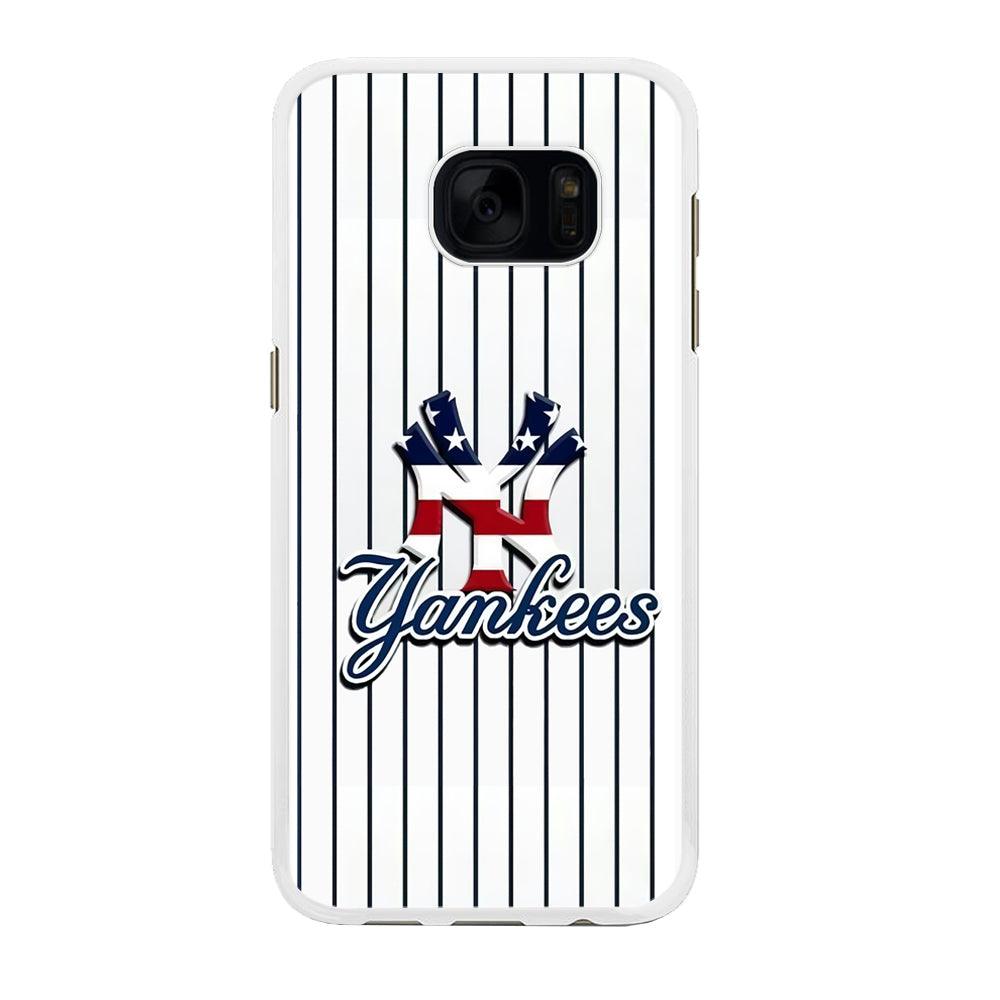 Baseball New York Yankees MLB 001 Samsung Galaxy S7 Edge Case-Rubber / White (2D Case)-Xtracase
