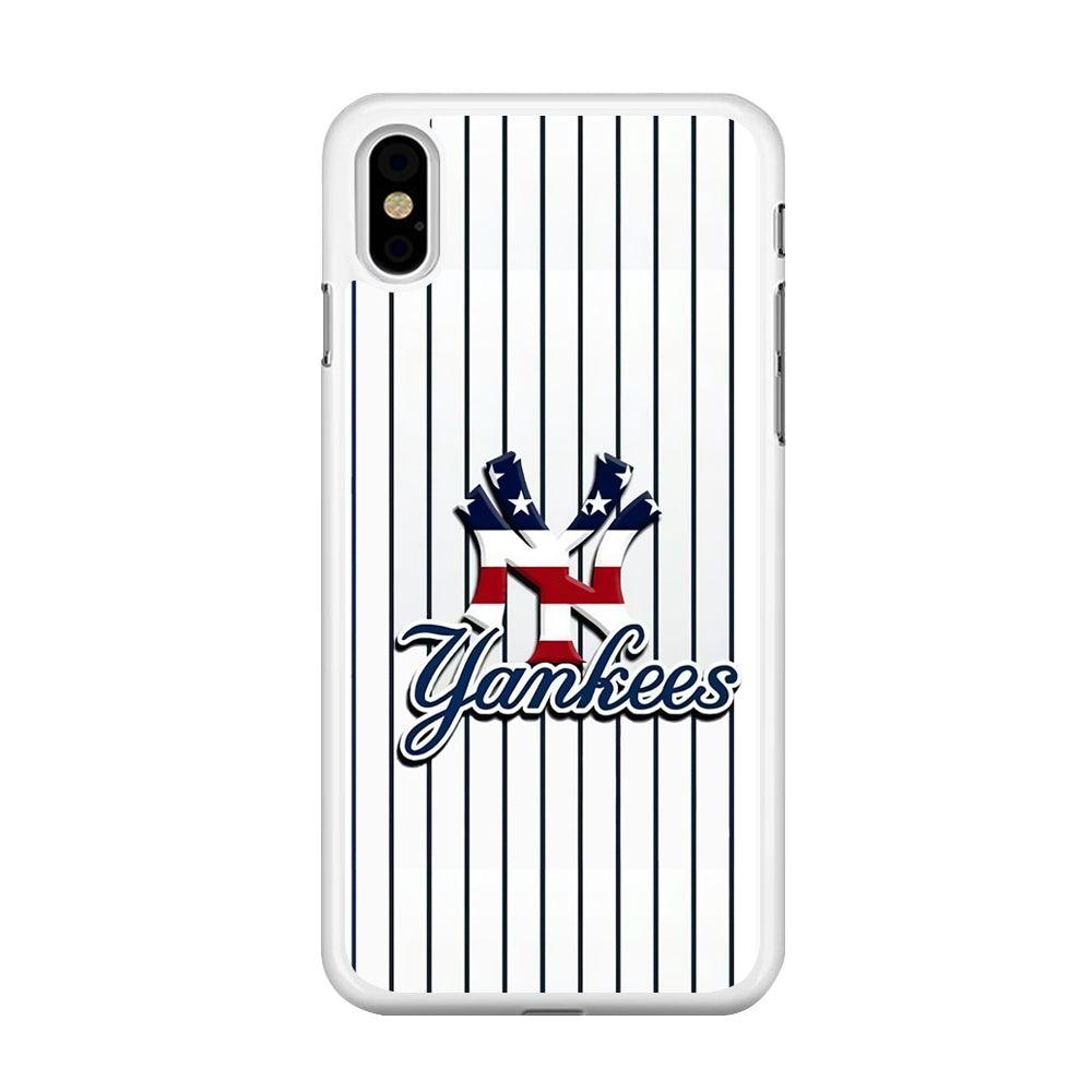 Baseball New York Yankees MLB 001 iPhone Xs Max Case-Rubber / White (2D Case)-Xtracase