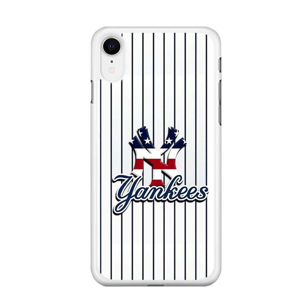 Baseball New York Yankees MLB 001 iPhone XR Case-Rubber / White (2D Case)-Xtracase